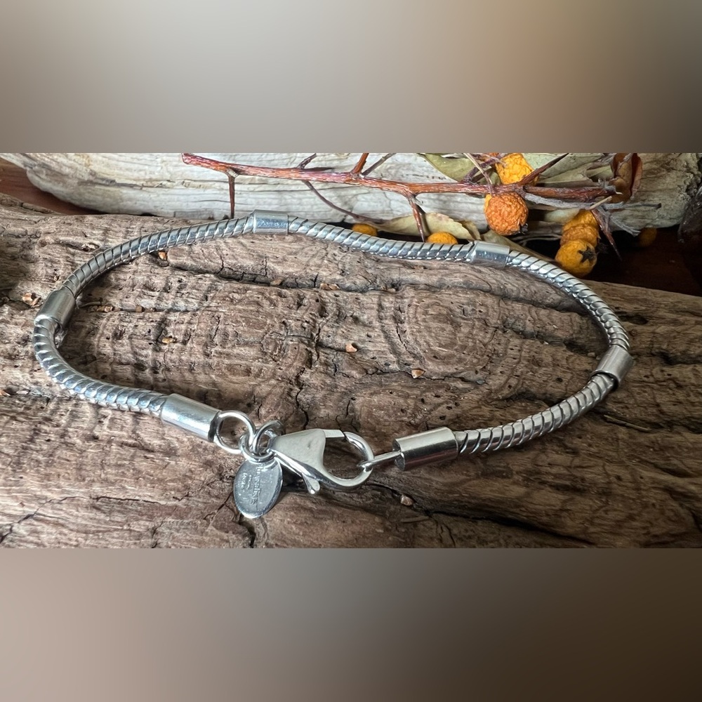 Chrysalis Charm Bracelet 5 stations 925 Sterling silver European Snake Chain 20c